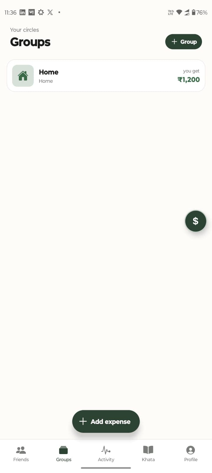 Splizpe Groups screen