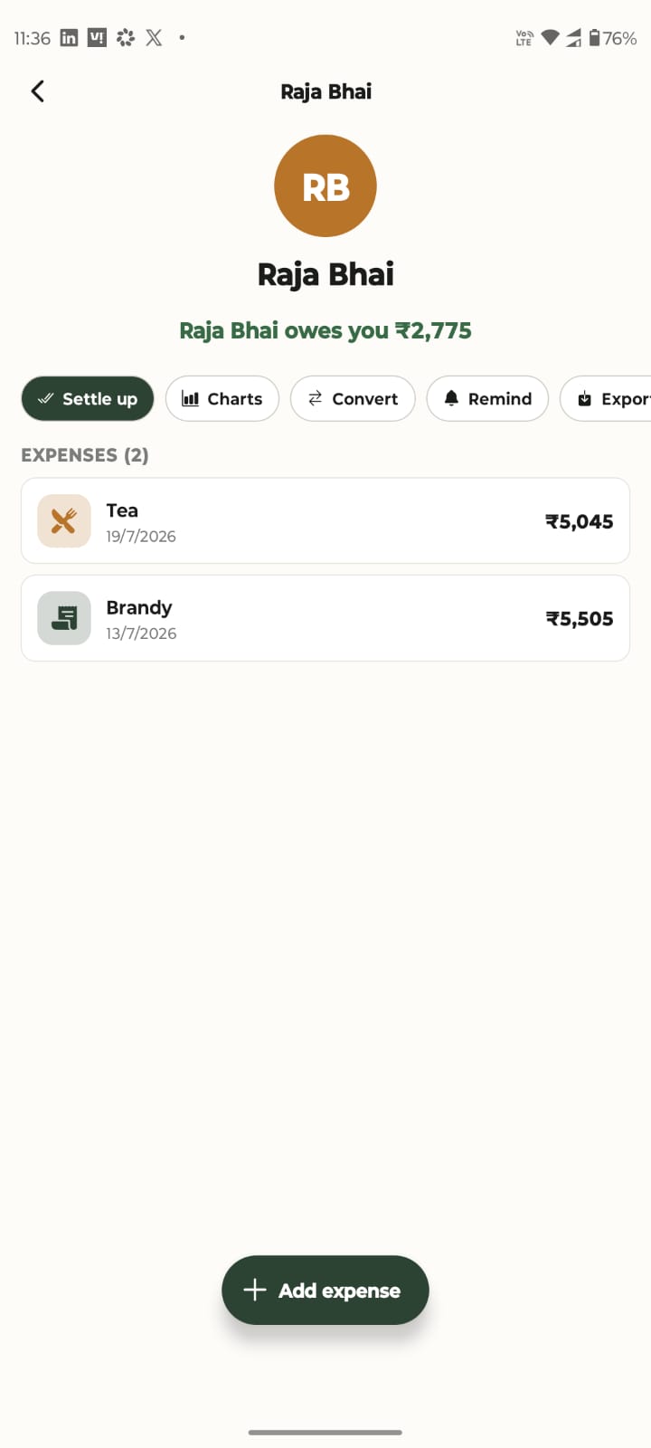 Friend Expense Detail